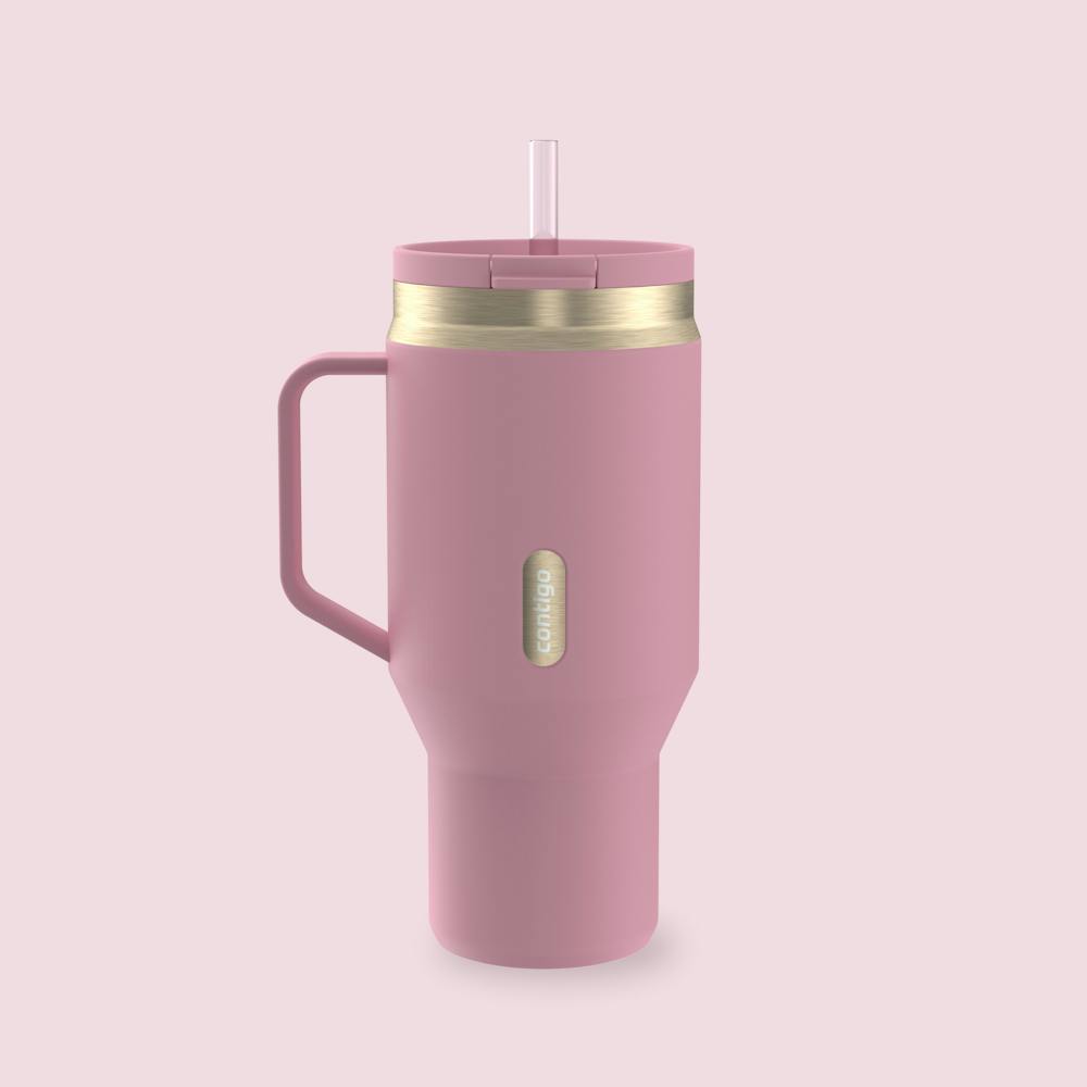 30 oz SnapSeal™ Tumbler (w/ Straw & Handle) - Pink Diamond Champagne