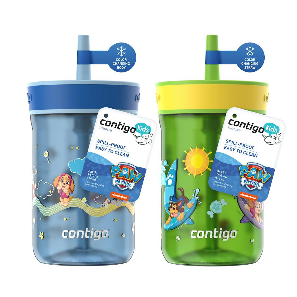 Kids Leighton Spill-Proof Tumbler with Straw, 14oz., 2-Pack D4 Cool Lime & Glacier