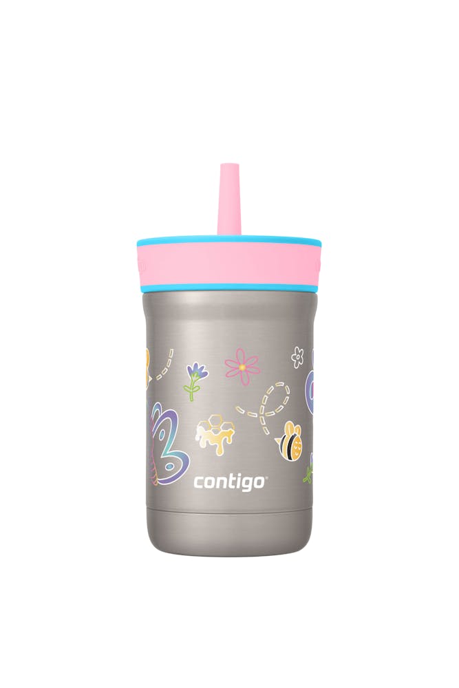 Contigo® Kids Leighton Spill-Proof Stainless Steel Tumbler with Straw, 12oz. U6 Blue Raspberry Butterflies
