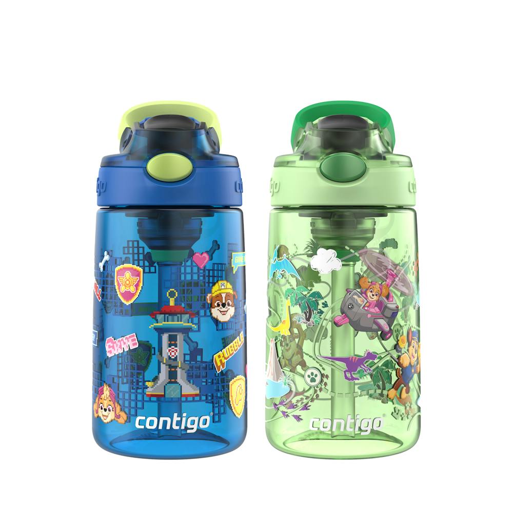 Contigo® Kids Water Bottle with Redesigned AUTOSPOUT® Straw, 14 oz, 2 pack U7 Blue + Green Aubrey