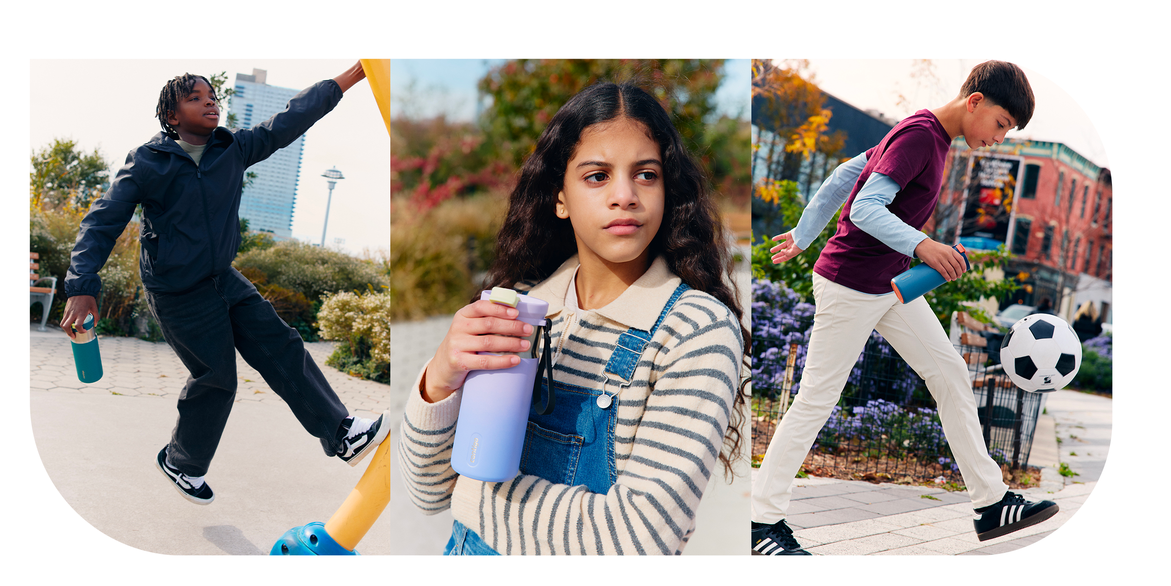 Kids using Contigo bottles during everyday activities